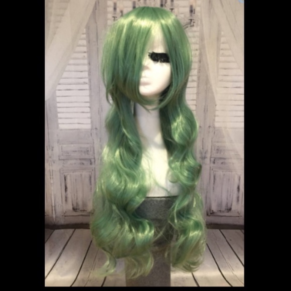New long green wavy wig cosplay goddess length main image 6